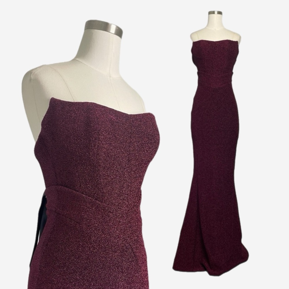 Wolf & Badger Angelika Jozefczyk burgundy glitter corset mermaid gown prom 2